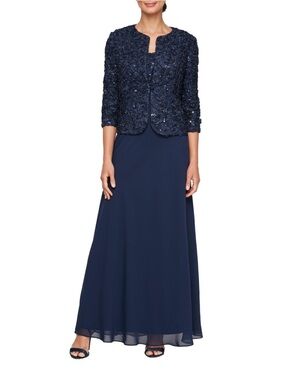 Alex Evenings Women's Long Empire Waist 2 Piece Mother of The Bride Dress 12P